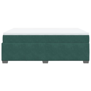 vidaXL Κρεβάτι Boxspring με Στρώμα Σκούρο Πράσινο 140x200εκ. Βελούδινο