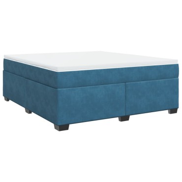 vidaXL Κρεβάτι Boxspring με Στρώμα Σκούρο Μπλε 180x200 εκ. Βελούδινο