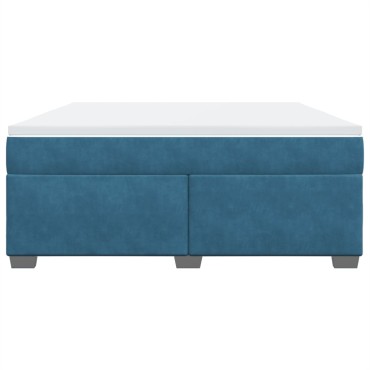 vidaXL Κρεβάτι Boxspring με Στρώμα Σκούρο Μπλε 180x200 εκ. Βελούδινο