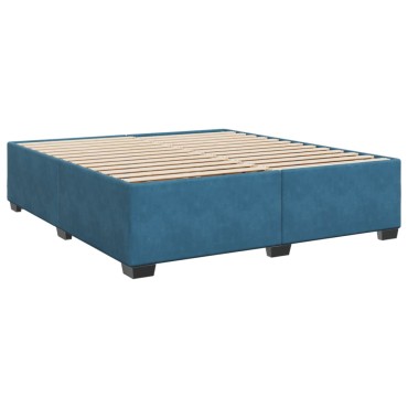 vidaXL Κρεβάτι Boxspring με Στρώμα Σκούρο Μπλε 180x200 εκ. Βελούδινο