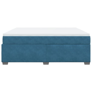 vidaXL Κρεβάτι Boxspring με Στρώμα Σκούρο Μπλε 180x200 εκ. Βελούδινο