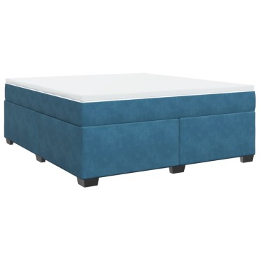 vidaXL Κρεβάτι Boxspring με Στρώμα Σκούρο Μπλε 180x200 εκ. Βελούδινο