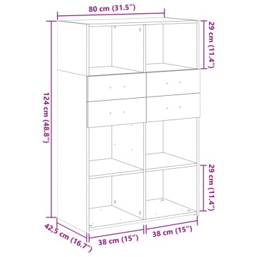 vidaXL Ντουλάπι Μαύρο 80x42,5x124cm από Επεξεργασμένο Ξύλο 1 τεμ.