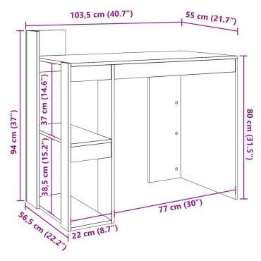 vidaXL Γραφείο Μαύρο 103,5x56,5x94cm από Επεξεργασμένο Ξύλο 1 τεμ.