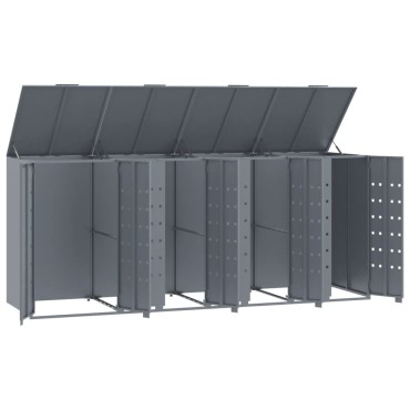 vidaXL Πλαίσιο Κάδων Απορριμμάτων 4 Κάδοι Γκρι 276x79x117 εκ. Ατσάλι