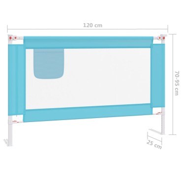 vidaXL Μπάρα Κρεβατιού Προστατευτική Μπλε 120 x 25 εκ. Υφασμάτινη