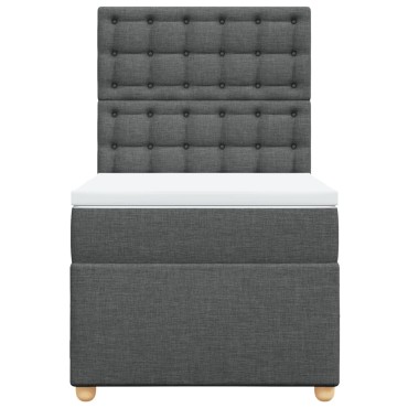 vidaXL Κρεβάτι Boxspring με Στρώμα Σκούρο Γκρι 90x200 εκ. Υφασμάτινο