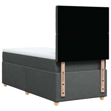 vidaXL Κρεβάτι Boxspring με Στρώμα Σκούρο Γκρι 90x200 εκ. Υφασμάτινο
