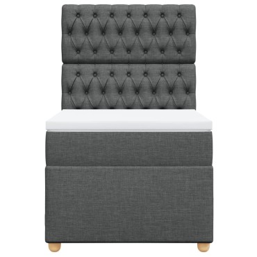 vidaXL Κρεβάτι Boxspring με Στρώμα Σκούρο Γκρι 90x200 εκ. Υφασμάτινο