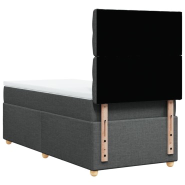 vidaXL Κρεβάτι Boxspring με Στρώμα Σκούρο Γκρι 90x200 εκ. Υφασμάτινο