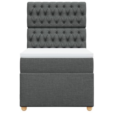 vidaXL Κρεβάτι Boxspring με Στρώμα Σκούρο Γκρι 90x200 εκ. Υφασμάτινο