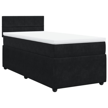 vidaXL Κρεβάτι Boxspring με Στρώμα Μαύρο 80x200cm Βελούδινο 1 τεμ. - Μονό