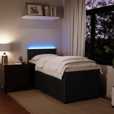 vidaXL Κρεβάτι Boxspring με Στρώμα Μαύρο 80x200cm Βελούδινο 1 τεμ. - Μονό