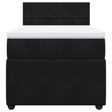 vidaXL Κρεβάτι Boxspring με Στρώμα Μαύρο 80x200cm Βελούδινο 1 τεμ. - Μονό