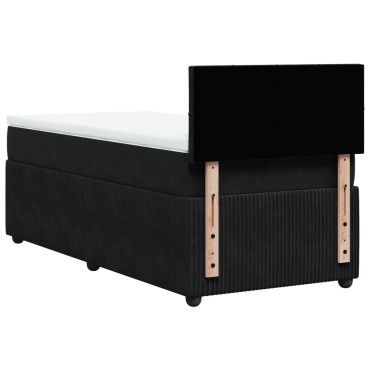 vidaXL Κρεβάτι Boxspring με Στρώμα Μαύρο 80x200cm Βελούδινο 1 τεμ. - Μονό