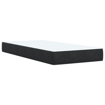 vidaXL Κρεβάτι Boxspring με Στρώμα Μαύρο 80x200cm Βελούδινο 1 τεμ. - Μονό