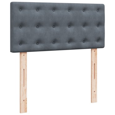vidaXL Κρεβάτι Boxspring με Στρώμα Σκούρο Γκρι 90x200 εκ. Βελούδινο