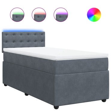 vidaXL Κρεβάτι Boxspring με Στρώμα Σκούρο Γκρι 80x200 εκ. Βελούδινο