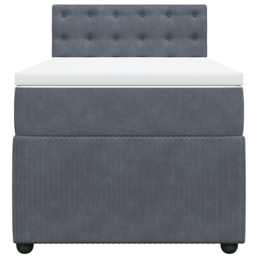 vidaXL Κρεβάτι Boxspring με Στρώμα Σκούρο Γκρι 80x200 εκ. Βελούδινο