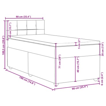 vidaXL Κρεβάτι Boxspring με Στρώμα Σκούρο Γκρι Single Υφασμάτινα