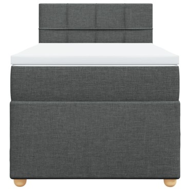 vidaXL Κρεβάτι Boxspring με Στρώμα Σκούρο Γκρι Single Υφασμάτινα