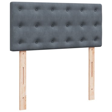 vidaXL Κρεβάτι Boxspring με Στρώμα Σκούρο Γκρι 90x200 εκ. Βελούδινο