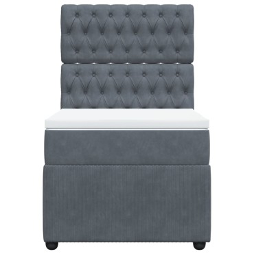 vidaXL Κρεβάτι Boxspring με Στρώμα Σκούρο Γκρι 80x200 εκ. Βελούδινο