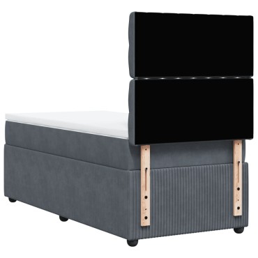 vidaXL Κρεβάτι Boxspring με Στρώμα Σκούρο Γκρι 80x200 εκ. Βελούδινο