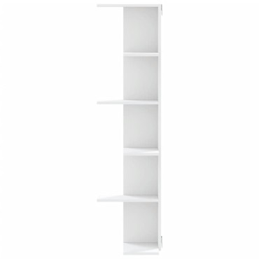 vidaXL Γωνιακή Ραφιέρα Τοίχου Λευκή 36,5x36,5x140cm Επεξ. Ξύλο 1 τεμ.