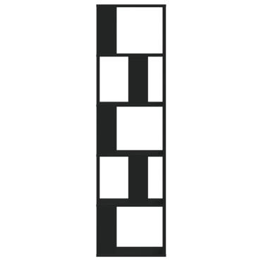 vidaXL Βιβλιοθήκη 5 Επιπέδων Μαύρη 45x23,5x162,5cm Επεξεργ. Ξύλο 1 τεμ.