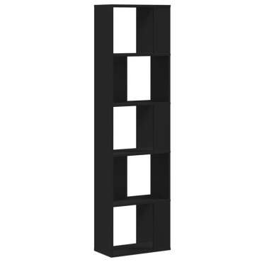 vidaXL Βιβλιοθήκη 5 Επιπέδων Μαύρη 45x23,5x162,5cm Επεξεργ. Ξύλο 1 τεμ.