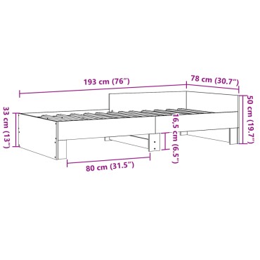 vidaXL Πλαίσιο Κρεβατιού Μαύρο 75 x 190 εκ. από Επεξεργασμένο Ξύλο