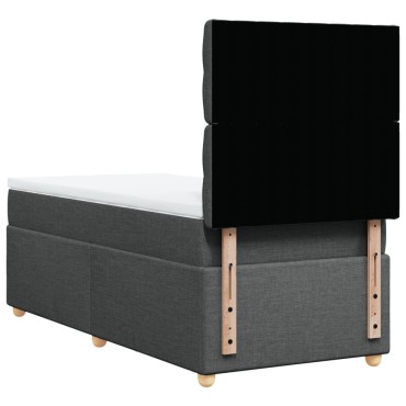 vidaXL Κρεβάτι Boxspring με Στρώμα Σκούρο Γκρι 90x190 εκ. Υφασμάτινο