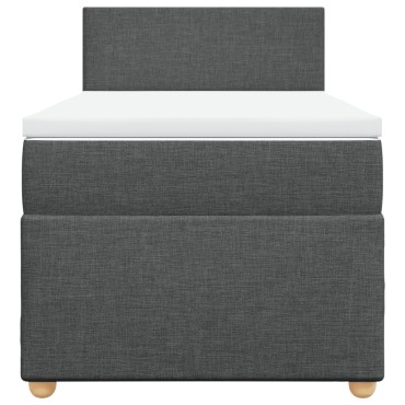 vidaXL Κρεβάτι Boxspring με Στρώμα Σκούρο Γκρι Single Υφασμάτινα