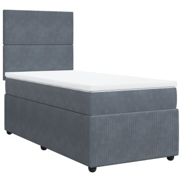 vidaXL Κρεβάτι Boxspring με Στρώμα Σκούρο Γκρι 80x200 εκ. Βελούδινο