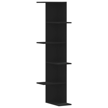 vidaXL Γωνιακή Ραφιέρα Τοίχου Μαύρο 50x50x179cm Επεξ. Ξύλο 1 τεμ.