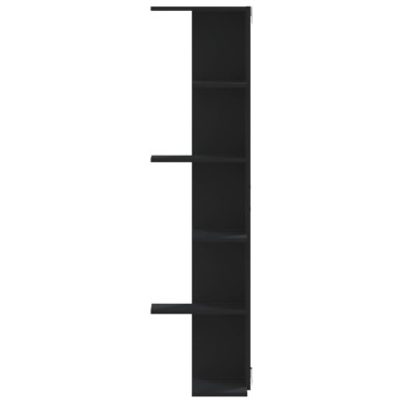 vidaXL Γωνιακή Ραφιέρα Τοίχου Μαύρο 50x50x179cm Επεξ. Ξύλο 1 τεμ.