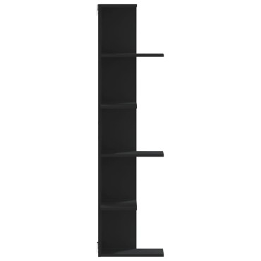 vidaXL Γωνιακή Ραφιέρα Τοίχου Μαύρο 50x50x179cm Επεξ. Ξύλο 1 τεμ.