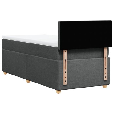 vidaXL Κρεβάτι Boxspring με Στρώμα Σκούρο Γκρι 90x200 εκ. Υφασμάτινο