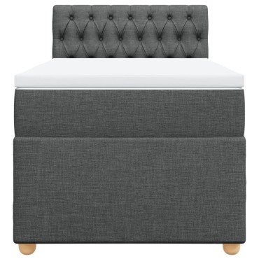 vidaXL Κρεβάτι Boxspring με Στρώμα Σκούρο Γκρι 90x200 εκ. Υφασμάτινο