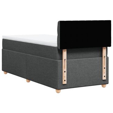 vidaXL Κρεβάτι Boxspring με Στρώμα Σκούρο Γκρι 90x200 εκ. Υφασμάτινο