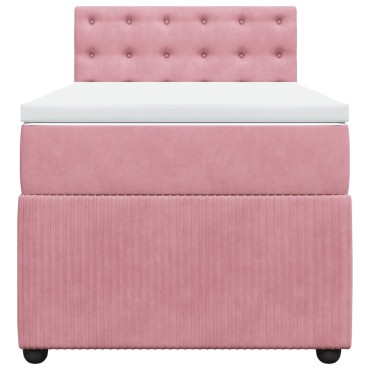 vidaXL Κρεβάτι Boxspring με Στρώμα Ροζ 80 x 200 εκ. Βελούδινο