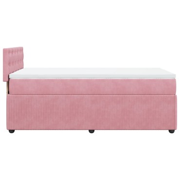 vidaXL Κρεβάτι Boxspring με Στρώμα Ροζ 80 x 200 εκ. Βελούδινο