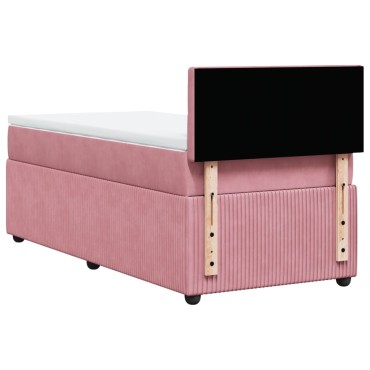 vidaXL Κρεβάτι Boxspring με Στρώμα Ροζ 80 x 200 εκ. Βελούδινο