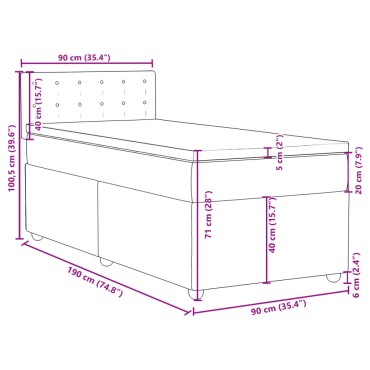 vidaXL Κρεβάτι Boxspring με Στρώμα Σκούρο Γκρι Single Υφασμάτινα