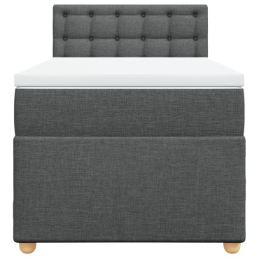 vidaXL Κρεβάτι Boxspring με Στρώμα Σκούρο Γκρι Single Υφασμάτινα