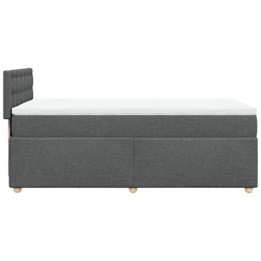 vidaXL Κρεβάτι Boxspring με Στρώμα Σκούρο Γκρι Single Υφασμάτινα
