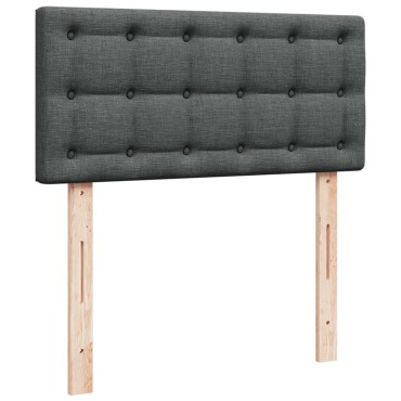 vidaXL Κρεβάτι Boxspring με Στρώμα Σκούρο Γκρι Single Υφασμάτινα