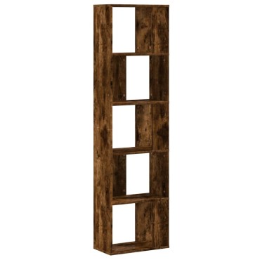 vidaXL Βιβλιοθήκη 5 Επιπέδων Καπνιστή Δρυς 45x23,5x162,5cm Επεξ. Ξύλο 1 τεμ.