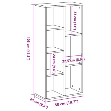 vidaXL Βιβλιοθήκη Μαύρη 50x25x105cm από Επεξεργασμένο Ξύλο 1 τεμ.